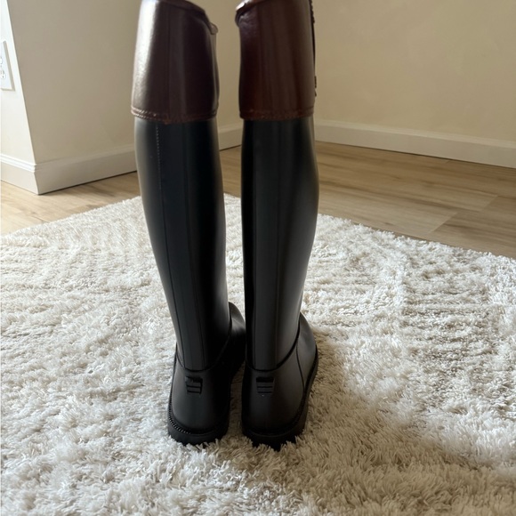 Burberry Black and Brown Tall Rain Boots - Picture 4 of 6